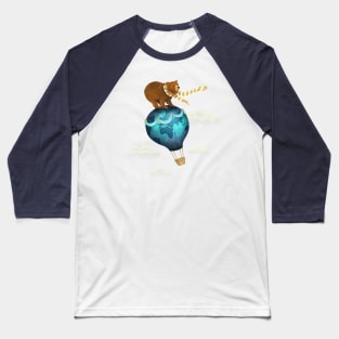 The Traveller - Brown Bear on Hot Air Ballon Baseball T-Shirt